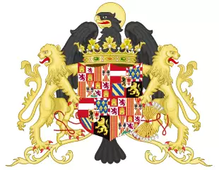 Ornamented Coat of Arms of Queen Joanna of Castile.svg