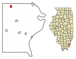 Location of Omaha in Gallatin County, Illinois.