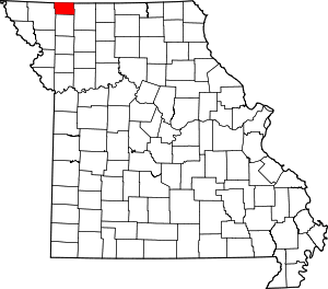 Map of Missouri highlighting Worth County
