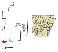 Location of Charleston in Franklin County, Arkansas.