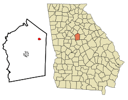Location in Jasper County and the state of Georgia