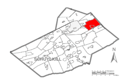 Map of Schuylkill County, Pennsylvania Highlighting Rush Township