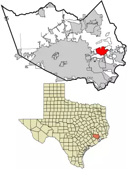 Location in Harris County and the state of Texas
