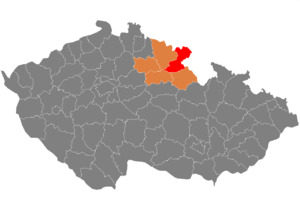 District location in the Hradec Králové Region within the Czech Republic