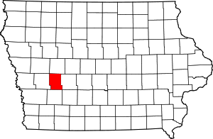 Map of Iowa highlighting Audubon County