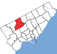 York Centre in relation to the other Toronto ridings (2015 boundaries).png