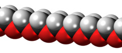 Space-filling model of a polyoxymethylene chain
