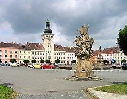 Komenský Square with the town hall