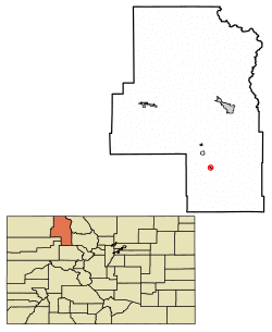 Location of Yampa in Routt County, Colorado.