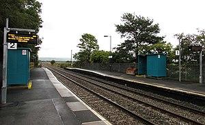 Passenger shelters and electronic displays, Llangennech railway station (geograph 4632084).jpg