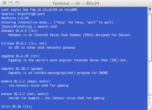 Screenshot of the port command running in Terminal
