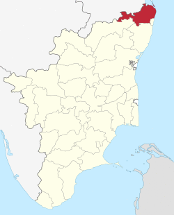 Location in Tiruvallur district in Tamil Nadu