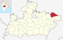 Location of Rewa district in Madhya Pradesh
