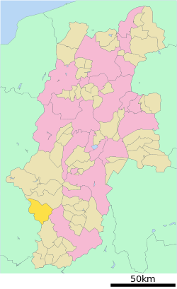 Location of Nagiso in Nagano Prefecture