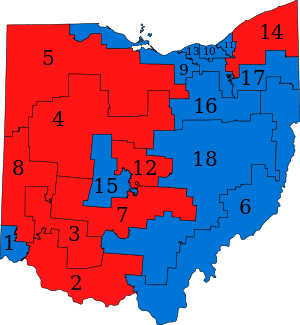 Ohio Congressional Districts with party colors, 2009-2011, labeled.svg