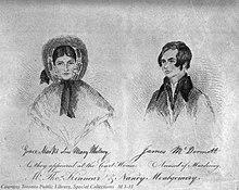A sketch of Grace Marks alias "Mary Whitney" and James McDermott as they appeared at their trial.