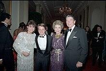 Nancy McKeon, Michael J. Fox, Nancy Reagan, and then-United States President Ronald Reagan in October 1985