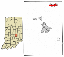 Location of Morristown in Shelby County, Indiana.