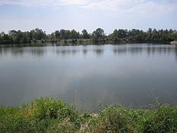 Big Sandy Lake is cut by U.S. Highway 80 in Big Sandy, Texas