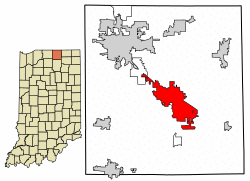 Location of Goshen in Elkhart County, Indiana.