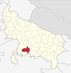 Location of Hamirpur district in Uttar Pradesh