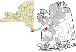 Location of New Hyde Park within Nassau County and New York