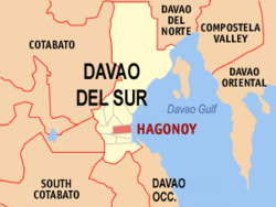 Map of Davao del Sur with Hagonoy highlighted
