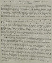 Asia Minor Agreements - Mr Sazanof, Ministre des Affaires Étrangeres, Pétrograd to Maurice Paléologue, Ambassadeur de France en Russie,26 April 1916.jpg