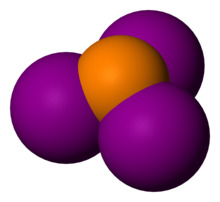 Space-filling model of the phosphorus triiodide molecule