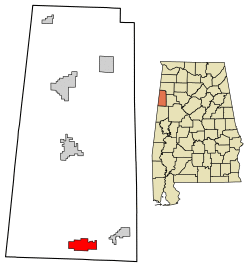 Location of Millport in Lamar County, Alabama.