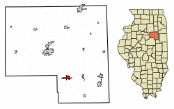 Location of Fairbury in Livingston County, Illinois.