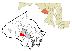 Montgomery County Maryland Incorporated and Unincorporated areas North Potomac Highlighted.svg