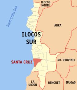 Map of Ilocos Sur with Santa Cruz highlighted