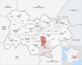 Location within the region Auvergne-Rhône-Alpes