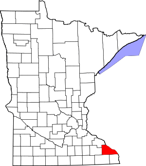 Map of Minnesota highlighting Winona County