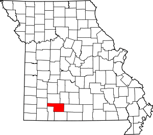 Map of Missouri highlighting Christian County