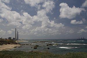 Orot Rabin seen from Caesarea Maritima.jpg