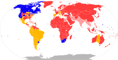 Map of world cannabis laws for non-medical use