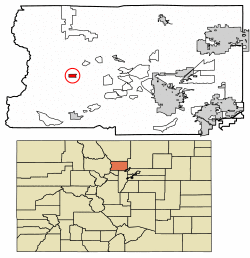 Location of Ward in Boulder County, Colorado.