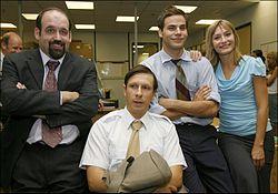 Antoine Vézina, Paul Ahmarani, Sébastien Huberdeau and Évelyne Rompré, the cast of La Job