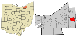 Location in Cuyahoga County and the state of Ohio