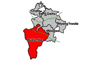 Map showing Bukombe District's location within Geita Region.