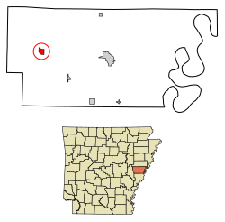 Location of Moro in Lee County, Arkansas.