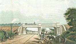 View of the Intersection Bridge, from Bury's Liverpool and Manchester Railway, 1832 - edgehill 2.jpg