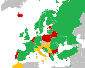 A coloured map of the countries of Europe