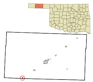 Location in Texas County and state of Oklahoma.