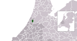 Highlighted position of Lisse in a municipal map of South Holland