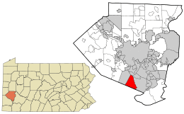 Location in Allegheny County and state of Pennsylvania