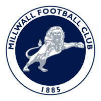 Millwall crest: a blue circle with a white border, in the centre is a white and grey lion, around the border are the words Millwall Football Club and the year 1885 in blue letters.