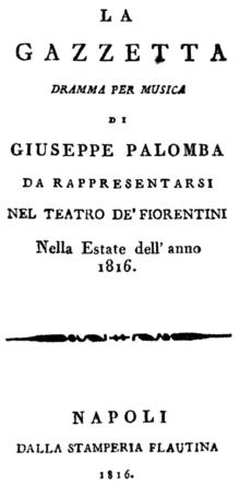Gioachino Rossini - La gazzetta - titlepage of the libretto - Naples 1816.png